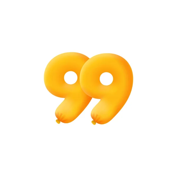 Oranje Nummer Realistische Helium Oranje Ballonnen Ontwerp Van Couponillustraties — Stockvector
