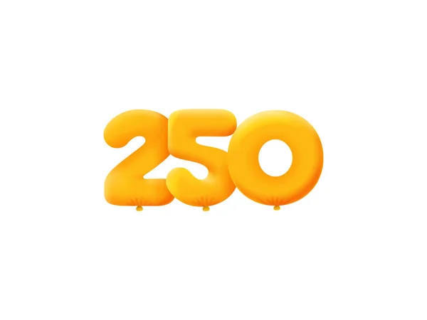Помаранчеве 250 Число Реалістичні Помаранчеві Кулі Дизайн Зображення — стоковий вектор