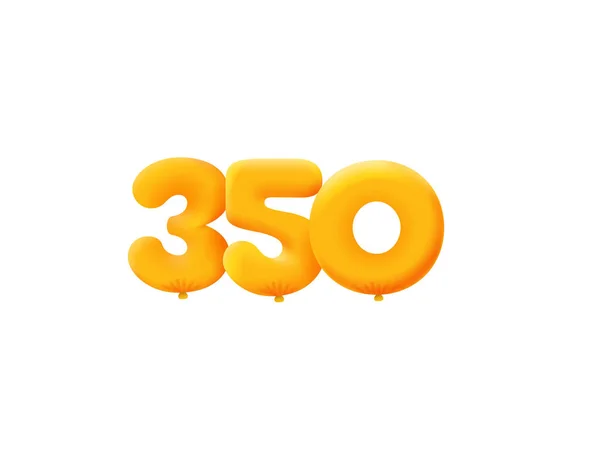 Orange Número 350 Balões Hélio Laranja Realista Projeto Ilustração Cupom — Vetor de Stock