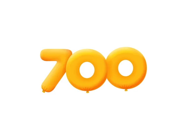 Naranja Número 700 Globos Realistas Helio Naranja Diseño Ilustración Cupón — Archivo Imágenes Vectoriales