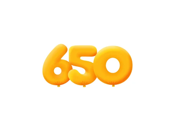 オレンジ3D番号650 現実的な3Dヘリウムオレンジの気球 クーポンイラストデザイン — ストックベクタ