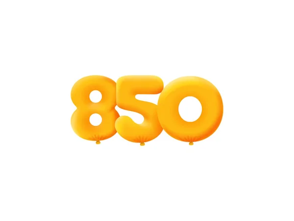 オレンジ3D番号850 現実的な3Dヘリウムオレンジの気球 クーポンイラストデザイン — ストックベクタ