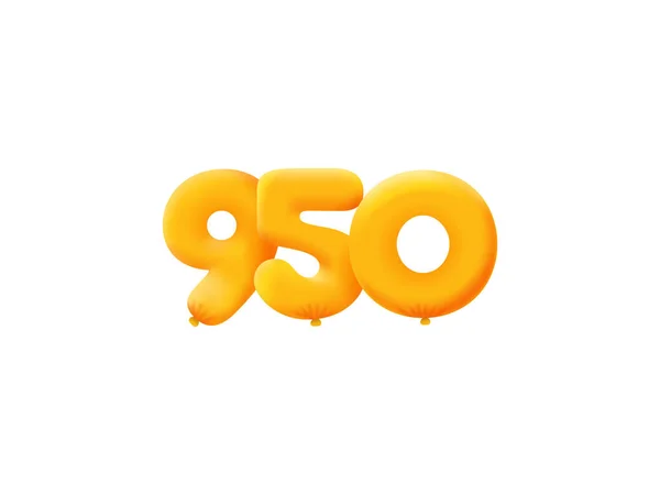 オレンジ3D番号950 現実的な3Dヘリウムオレンジの気球 クーポンイラストデザイン — ストックベクタ
