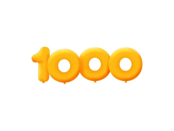 Naranja Número 1000 Globos Realistas Helio Naranja Diseño Ilustración Cupón — Vector de stock