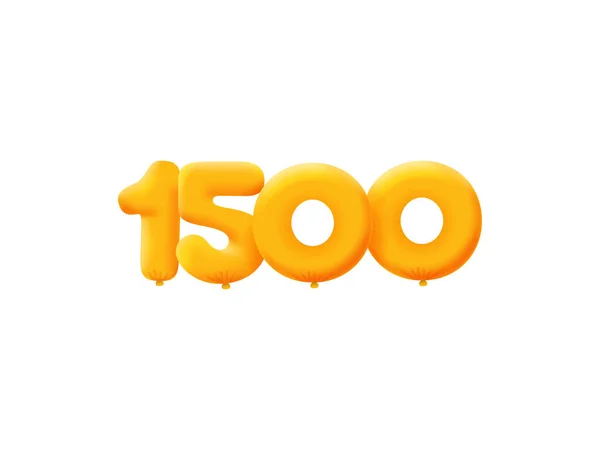 Laranja Número 1500 Balões Hélio Laranja Realista Projeto Ilustração Cupom —  Vetores de Stock