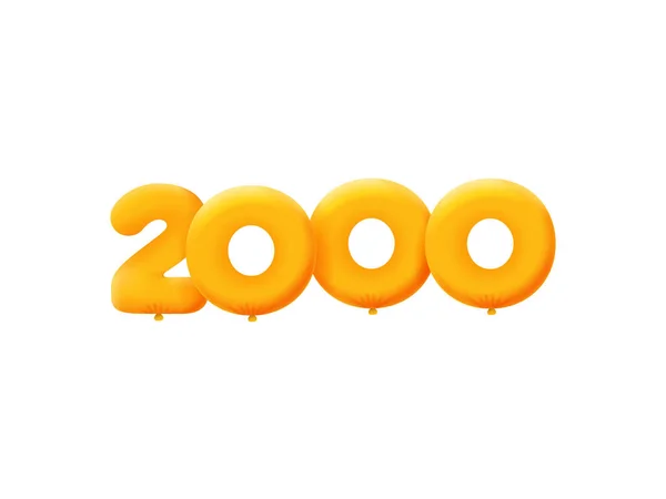 Orange Nummer 2000 Realistiska Helium Orange Ballonger Kupong Illustration Design — Stock vektor