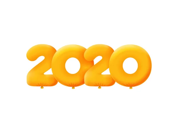 Orange Number 2020 Realistic Helium Orange Balloons Coupon Illustration Design — Stock Vector