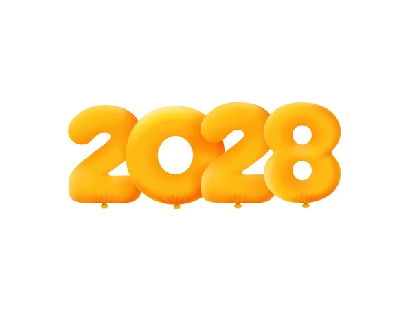 Oranžové Číslo2028 Realistické Helium Oranžové Balónky Návrh Kuponové Ilustrace — Stockový vektor