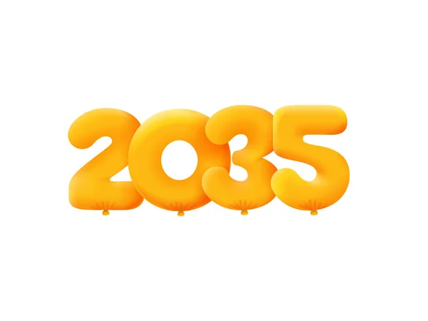 Orange Number 2035 Realistic Helium Orange Balloons Coupon Illustration Design — Stock Vector