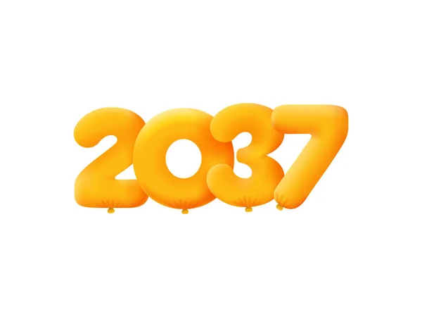 Orange Number 2037 Realistic Helium Orange Balloons Coupon Illustration Design — 스톡 벡터