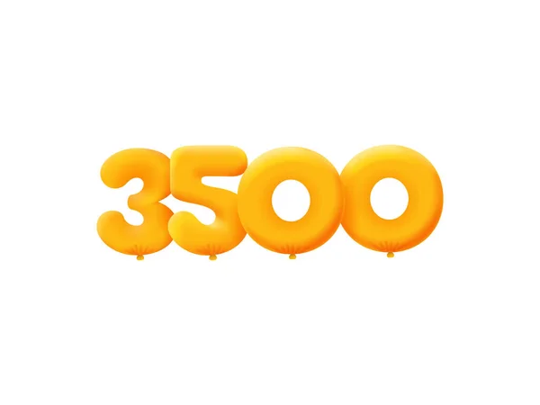 Orange Número 3500 Balões Hélio Laranja Realista Projeto Ilustração Cupom — Vetor de Stock