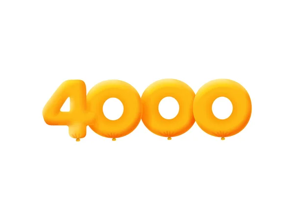 Oranje Nummer 4000 Realistische Helium Oranje Ballonnen Ontwerp Van Couponillustraties — Stockvector