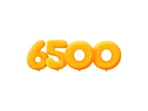 Oranje Nummer 6500 Realistische Helium Oranje Ballonnen Ontwerp Van Couponillustraties — Stockvector