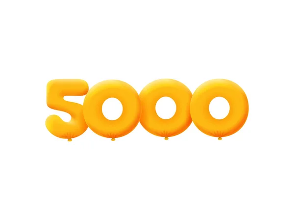 Oranžové Číslo5000 Realistické Helium Oranžové Balónky Návrh Kuponové Ilustrace — Stockový vektor