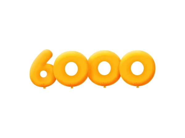 Naranja Número 6000 Globos Realistas Helio Naranja Diseño Ilustración Cupón — Vector de stock
