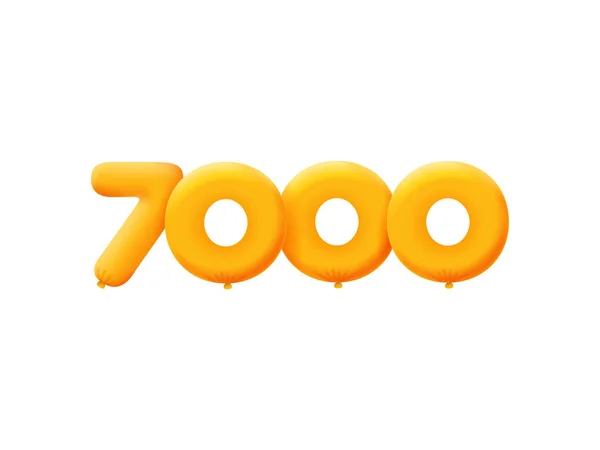 Naranja Número 7000 Globos Realistas Helio Naranja Diseño Ilustración Cupón — Vector de stock