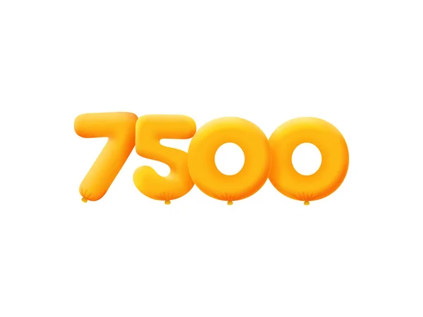Orange Número 7500 Balões Hélio Laranja Realista Projeto Ilustração Cupom — Vetor de Stock