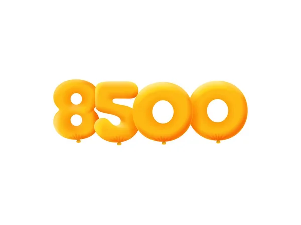 Orange Number 8500 Realistic Helium Orange Balloons Coupon Illustration Design — стоковый вектор