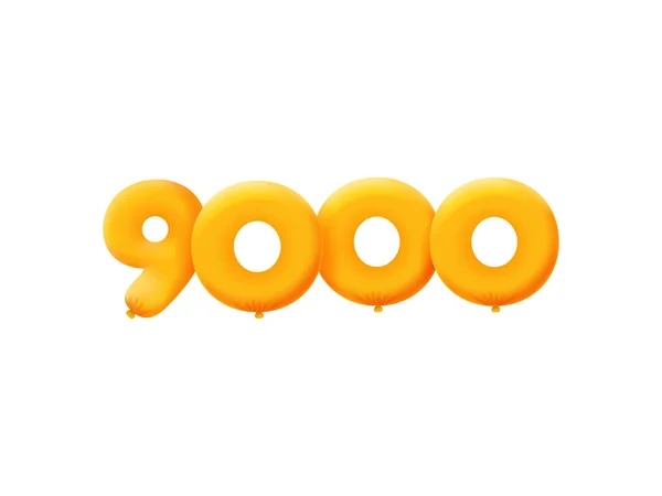 オレンジ3D番号9000 現実的な3Dヘリウムオレンジの気球 クーポンイラストデザイン — ストックベクタ