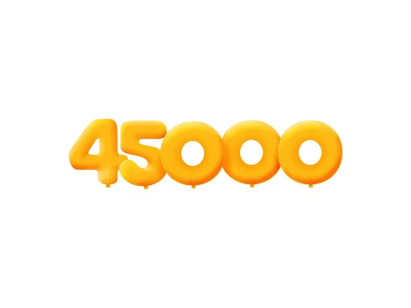 Oranje Nummer 45000 Realistische Helium Oranje Ballonnen Ontwerp Van Couponillustraties — Stockvector