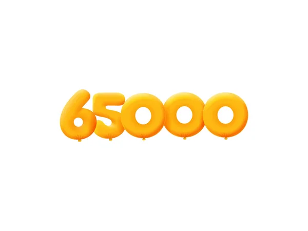 Naranja Número 65000 Globos Realistas Helio Naranja Diseño Ilustración Cupón — Vector de stock
