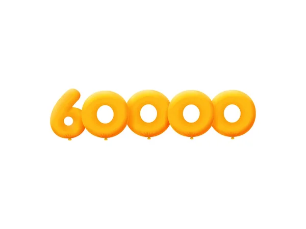 Oranje Nummer 60000 Realistische Helium Oranje Ballonnen Ontwerp Van Couponillustraties — Stockvector