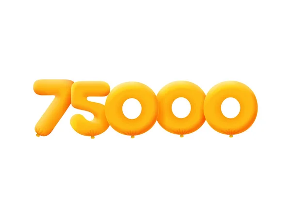 Orange Number 75000 Realistic Helium Orange Balloons Coupon Illustration Design — Stock Vector