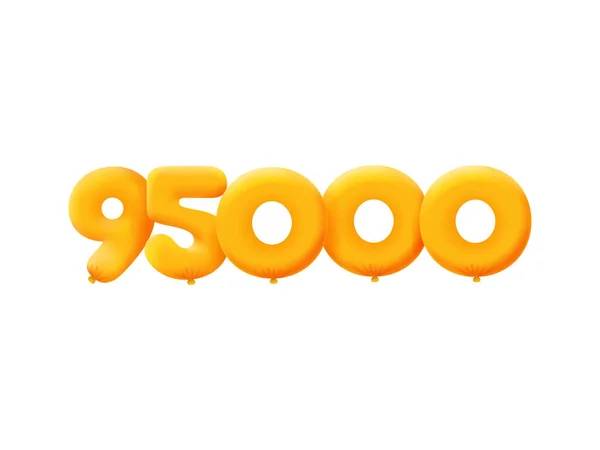 Orange Número 95000 Balões Hélio Laranja Realista Projeto Ilustração Cupom — Vetor de Stock