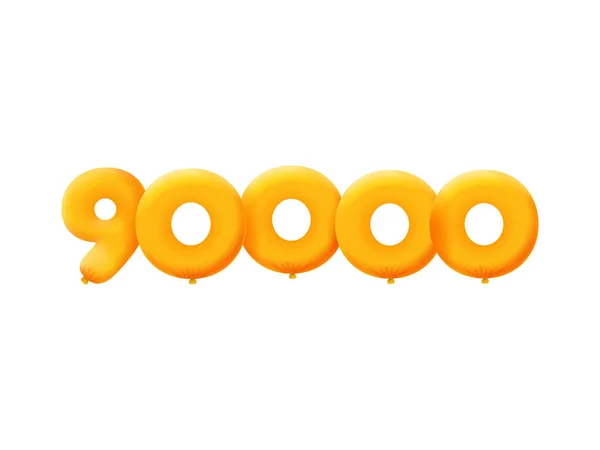 Arancione Numero 90000 Palloncini Realistici Elio Arancione Disegno Illustrazione Coupon — Vettoriale Stock