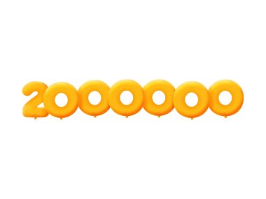 Turuncu 3D numara 2000 bin. Gerçekçi 3 boyutlu helyum turuncu balonları. Kupon illüstrasyon tasarımı 