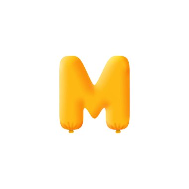 Turuncu 3d harf M. 3d helyum turuncu balon. kupon illüstrasyon tasarımı  