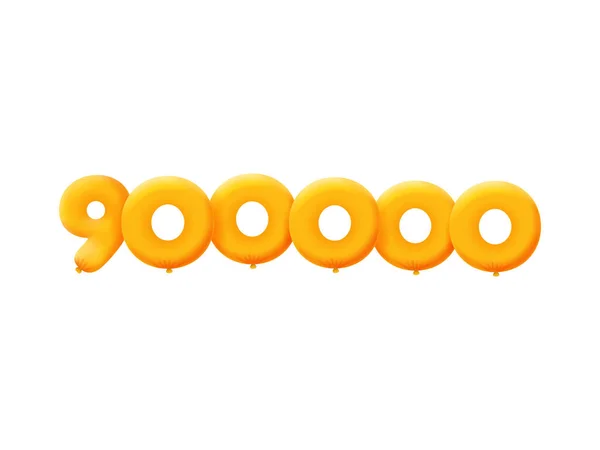 Pomarańczowy Numer 900000 Realistyczne Balony Hel Pomarańczowy Projekt Ilustracji Kuponu — Wektor stockowy