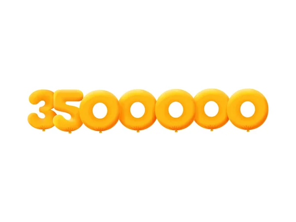 Pomarańczowy Numer 3500000 Realistyczne Balony Hel Pomarańczowy Projekt Ilustracji Kuponu — Wektor stockowy