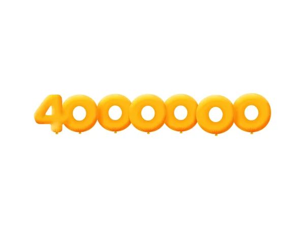 Oranje Nummer 4000000 Realistische Helium Oranje Ballonnen Ontwerp Van Couponillustraties — Stockvector