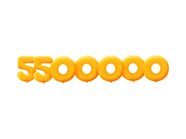 Oranje Nummer 5500000 Realistische Helium Oranje Ballonnen Ontwerp Van Couponillustraties — Stockvector