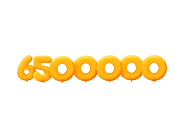 Naranja Número 6500000 Globos Realistas Helio Naranja Diseño Ilustración Cupón — Vector de stock