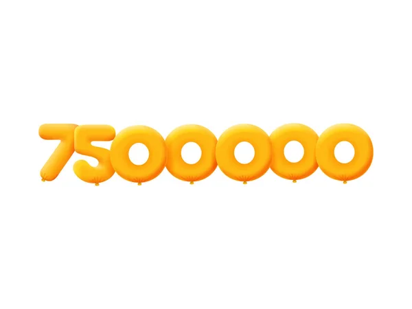 Pomarańczowy Numer 7500000 Realistyczne Balony Hel Pomarańczowy Projekt Ilustracji Kuponu — Wektor stockowy