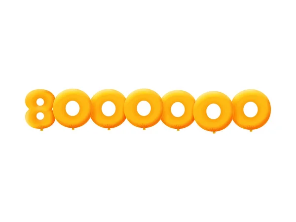 Orange Number 8000000 Realistic Helium Orange Balloons Coupon Illustration Design — стоковый вектор