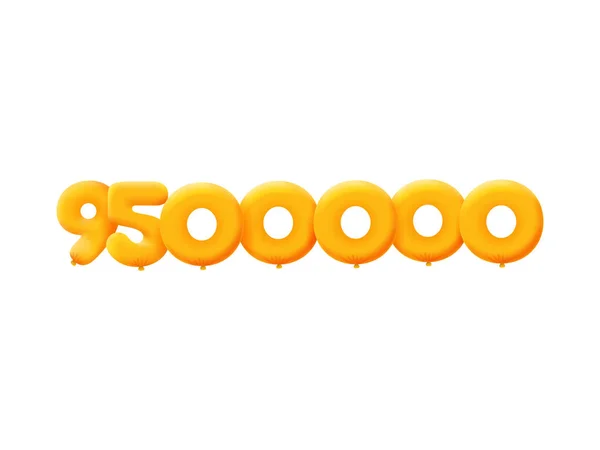 Πορτοκαλί Αριθμός 9500000 Ρεαλιστικά Τρισδιάστατα Πορτοκαλί Μπαλόνια Ηλίου Σχεδιασμός Εικονογράφησης — Διανυσματικό Αρχείο