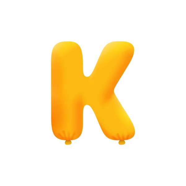 オレンジ色の3D文字K 3Dヘリウムオレンジ色の気球 クーポンイラストデザイン — ストックベクタ
