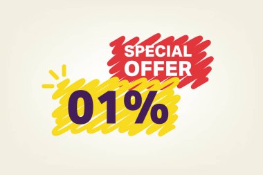 % 1 işaretli özel teklif pankartı, vektör illüstrasyonu