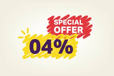 % 4 işaretli özel teklif pankartı, vektör illüstrasyonu