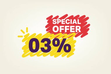 % 3 işaretli özel teklif pankartı, vektör illüstrasyonu