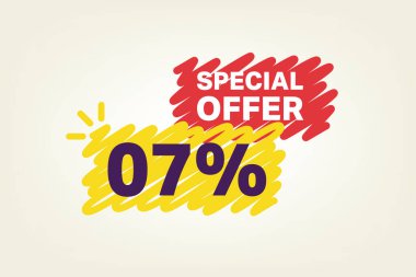 % 7 işaretli özel teklif pankartı, vektör illüstrasyonu
