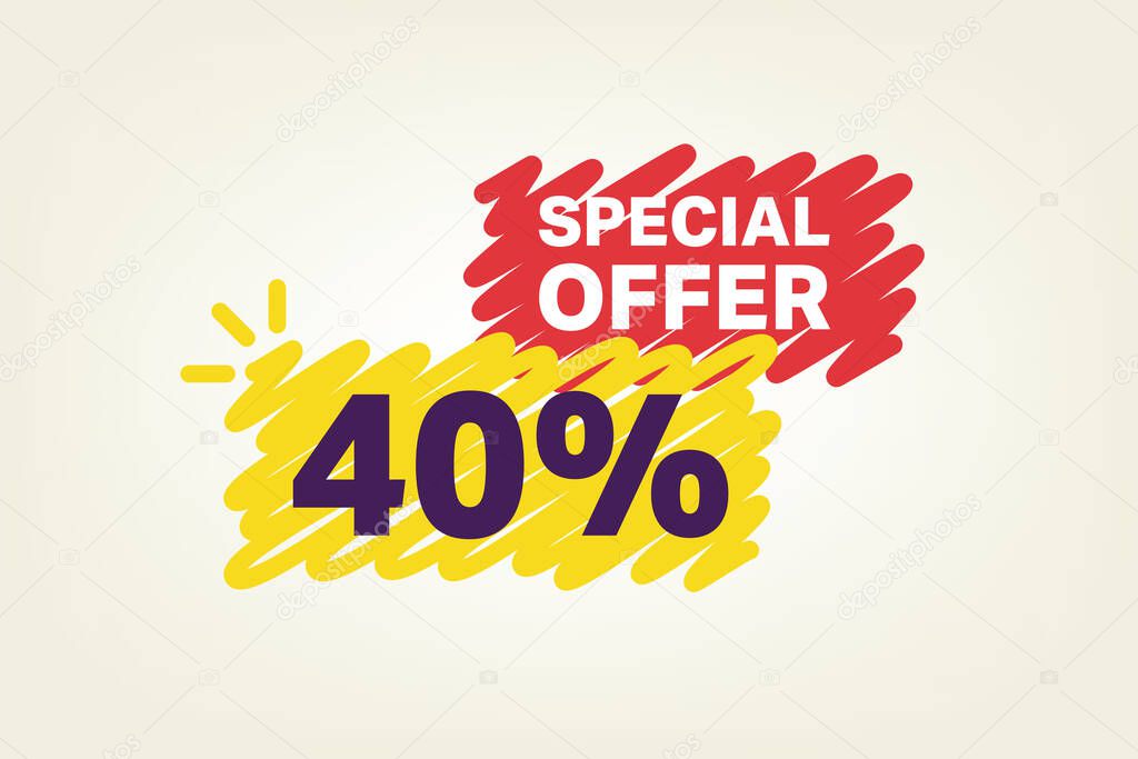 Special offer banner with 40 Percent sign, vector illustration