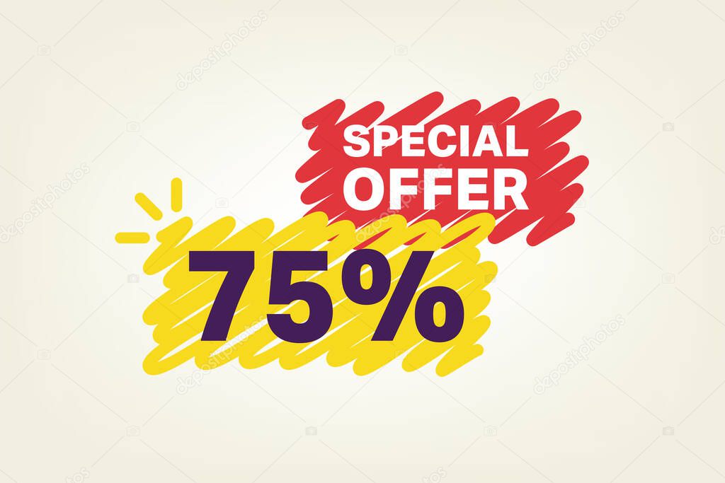 Special offer banner with 75 Percent sign, vector illustration