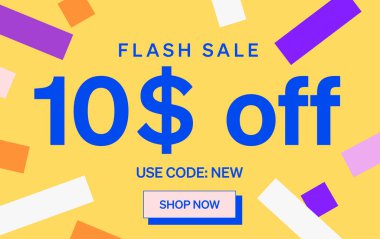 10 dolar indirimli flaş indirimli afiş, vektör illüstrasyonu