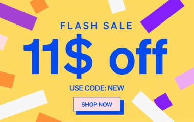 11 dolar indirimli flaş satış afişi, vektör illüstrasyonu