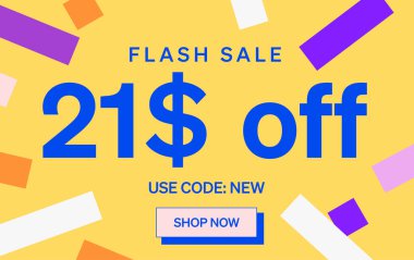 21 dolar indirimli flaş satış afişi, vektör illüstrasyonu