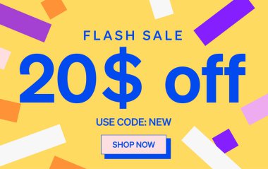 20 dolarlık indirimli bayrak, vektör illüstrasyonu